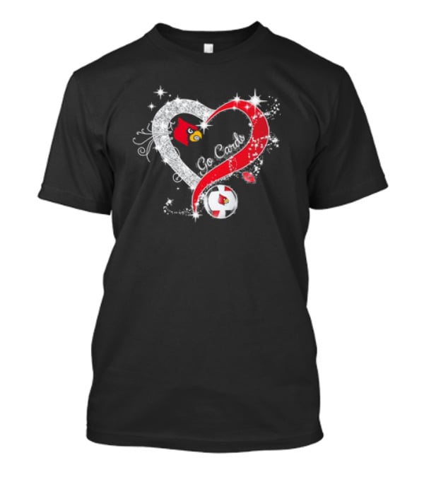 Louisville Cardinals Volleyball Heart Diamond Go Cards Sparkling Logo Soccer Ball T-Shirt