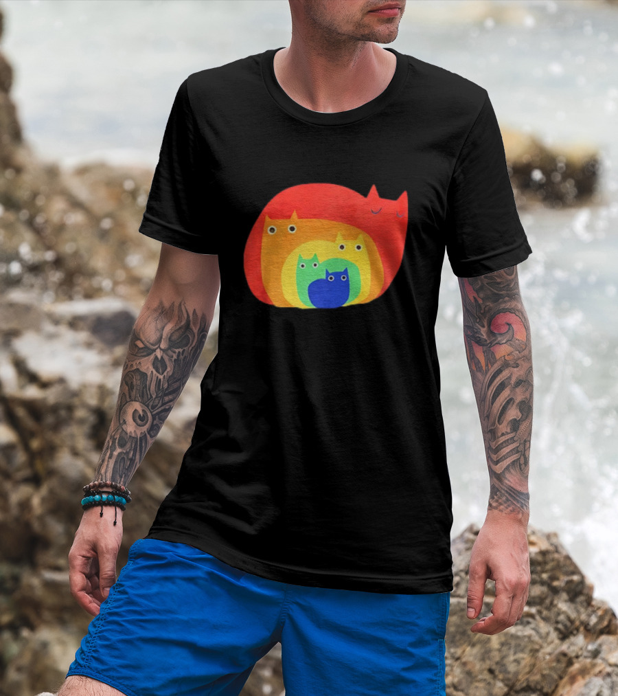 Rainbow Cats Pattern Layers T-Shirt