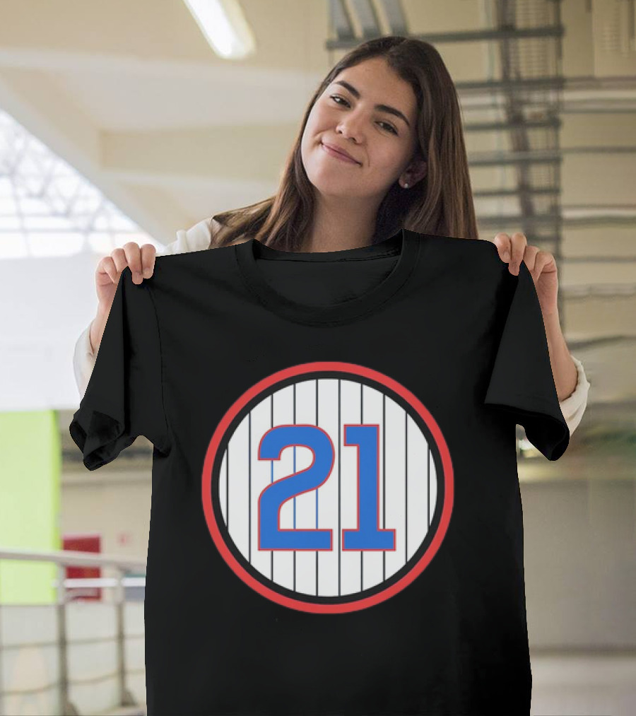 Sammy Sosa 21 Chicago Cubs Pinstripe Circle T-Shirt