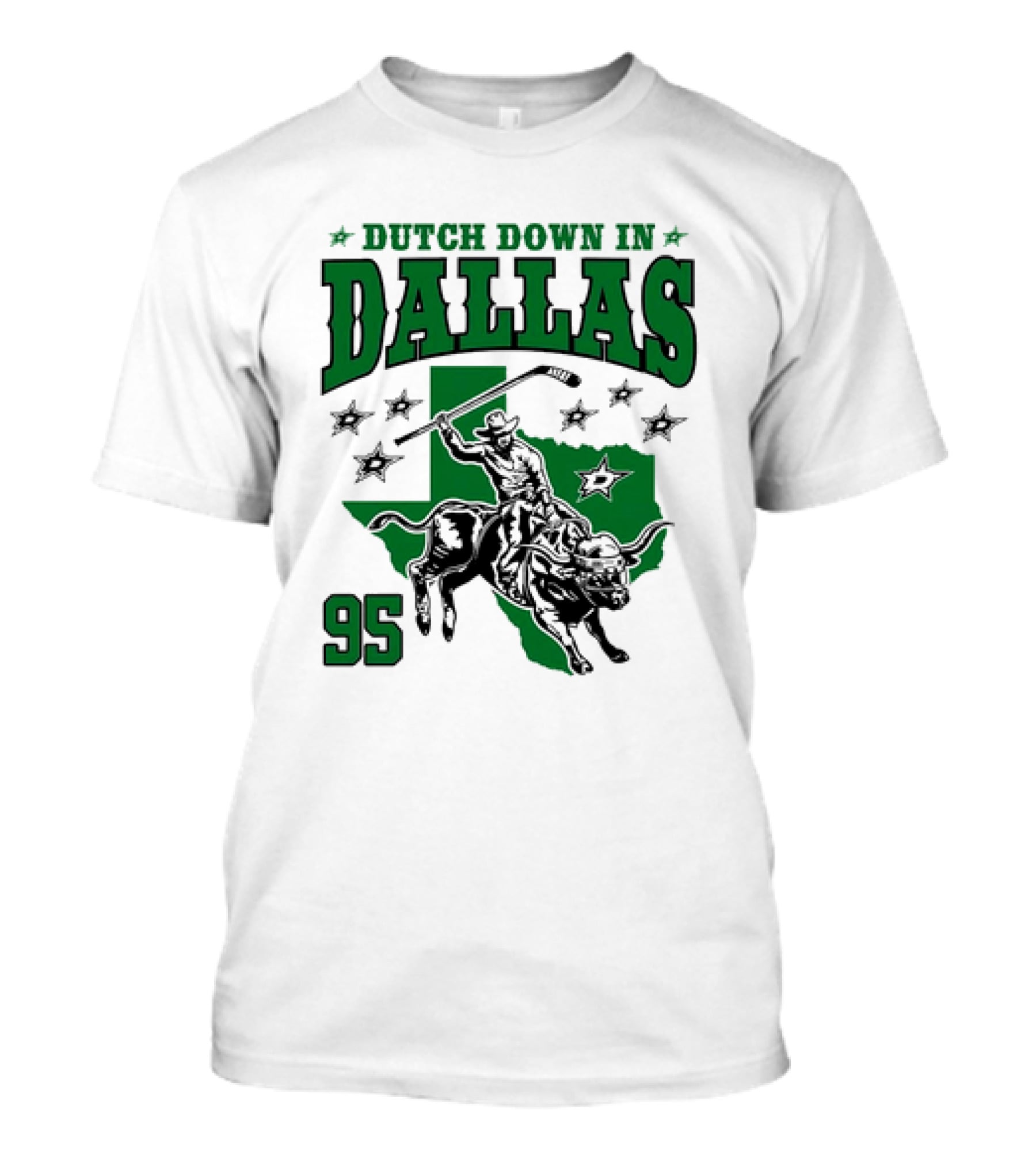 Dutch Down In Dallas Stars 95 Hockey Cowboy Bull Riding Texas T-Shirt