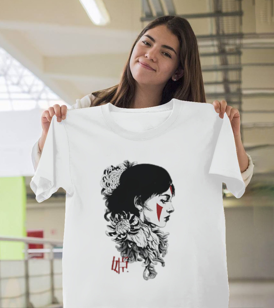 Princess Mononoke San Chrysanthemum Japanese Kanji T-Shirt