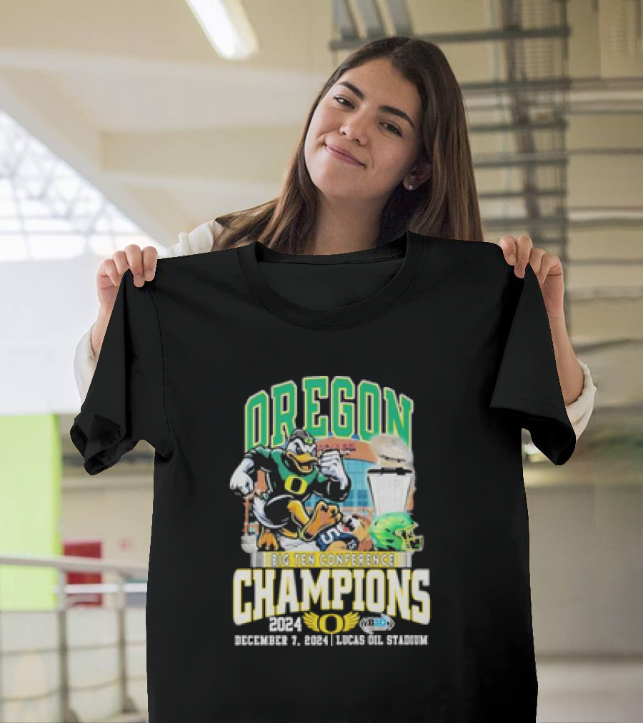 Oregon Ducks Big Ten Conference Champions 2024 December 7 Lucas Oil Stadium T-Shirt