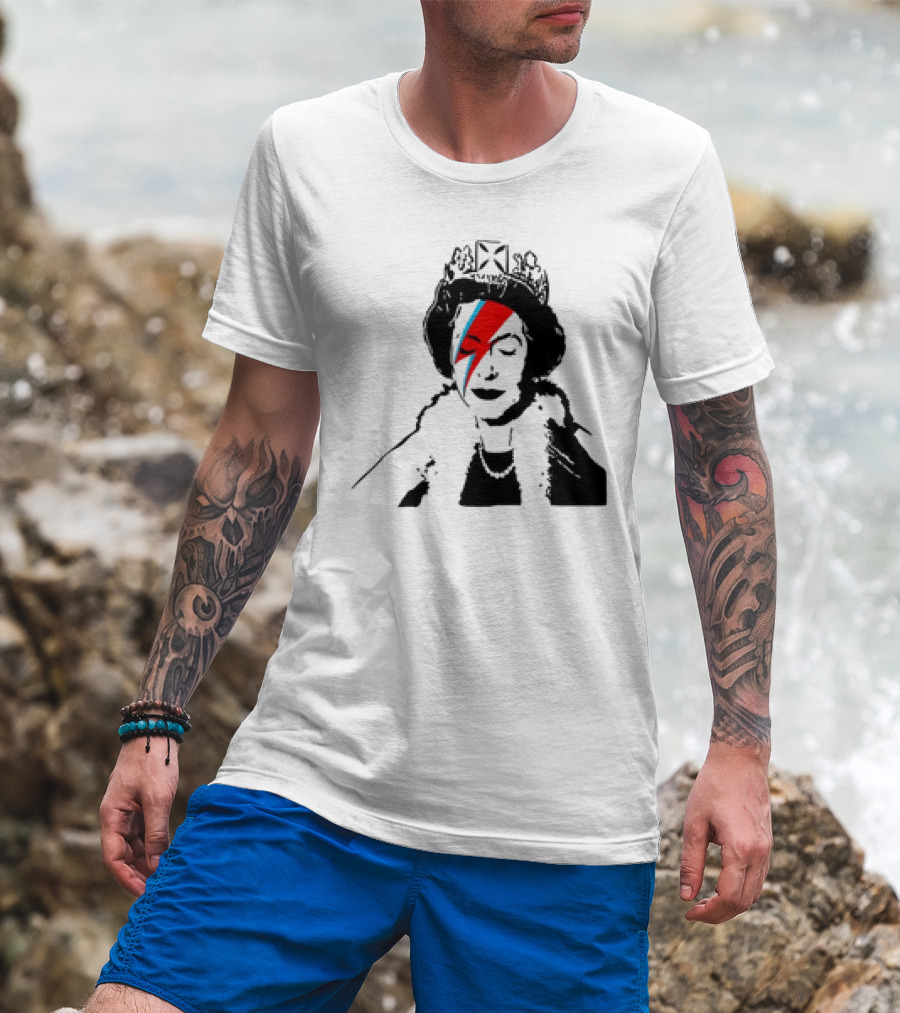 Queen Elizabeth Bowie Lightning Face Paint T-Shirt