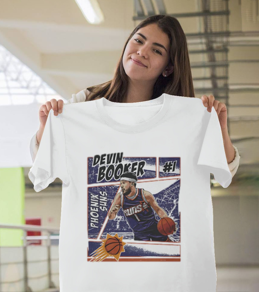 Devin Booker Phoenix Suns #1 Comic Vintage NBA Basketball T-Shirt