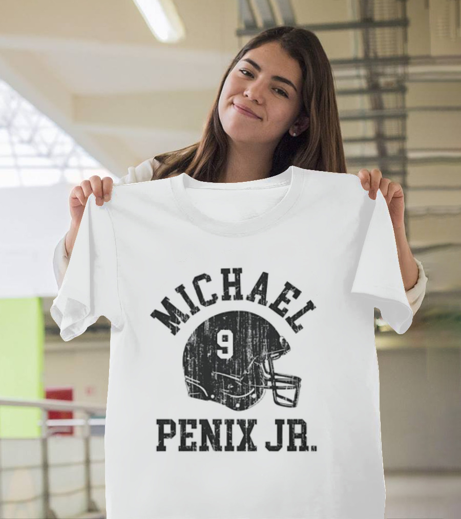 Michael Penix Jr. Vintage Font Football Helmet Number 9 T-Shirt