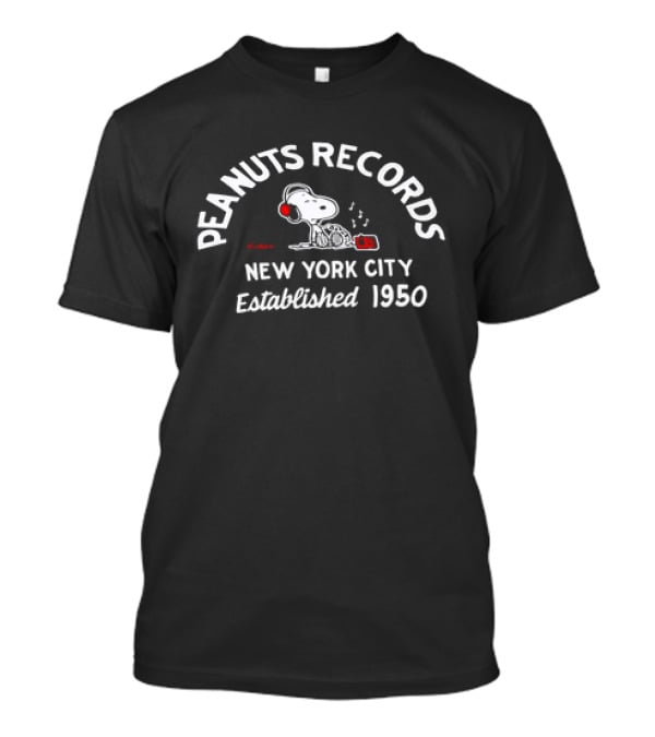Peanuts Records New York City Established 1950 Snoopy Listening To Music T-Shirt