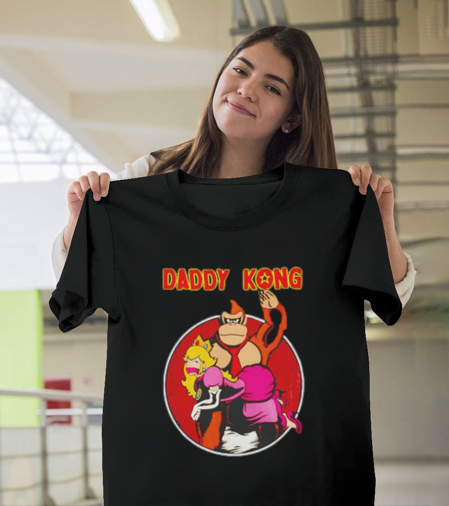 Daddy Kong Funny Retro Gaming Humor with Princess Character Playful T-Shirt