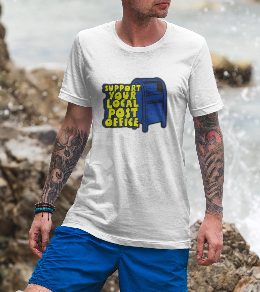 Support Your Local Post Office Blue Mailbox T-Shirt