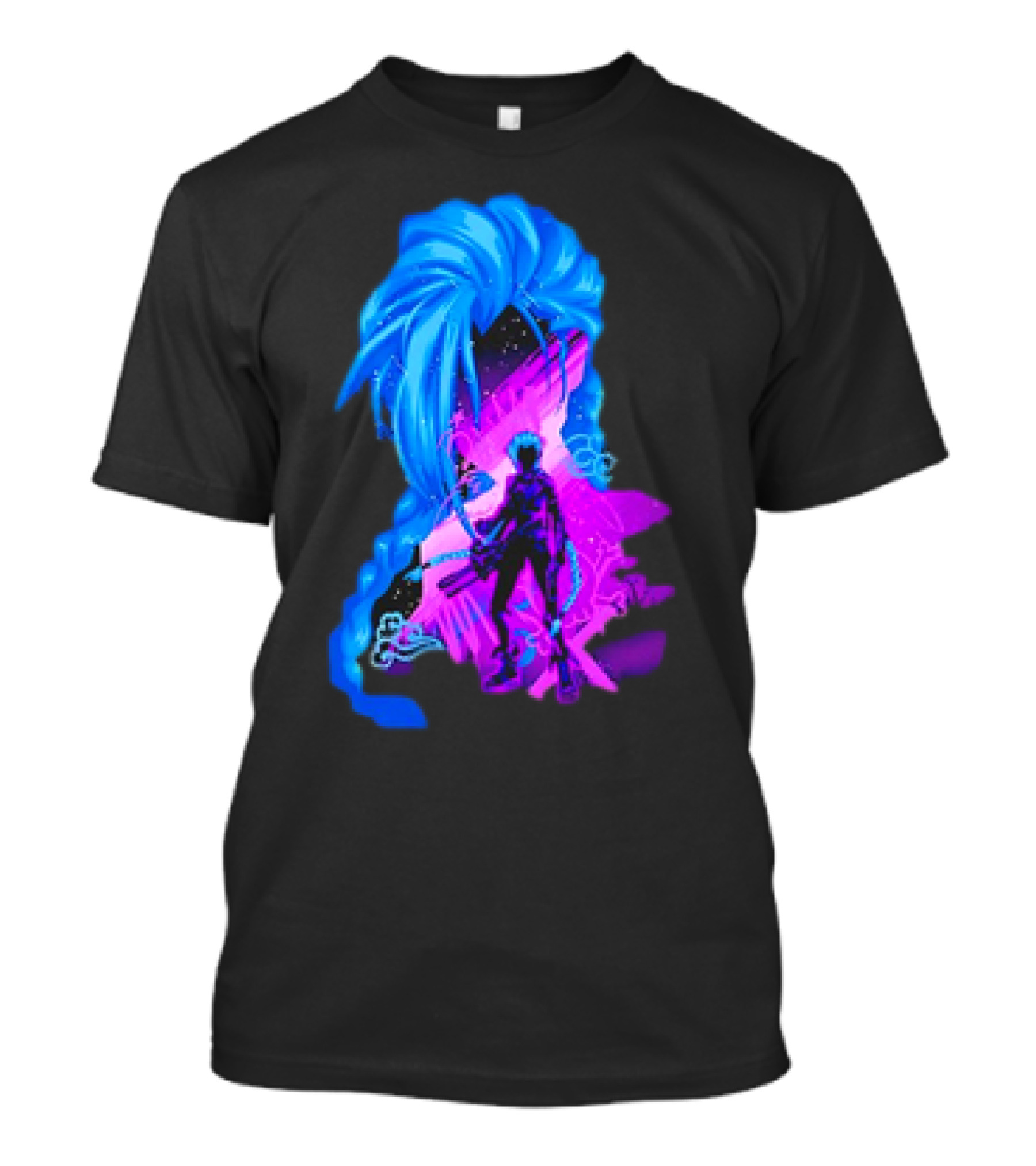 Jinx Arcane League Of Legends Iconic Silhouette With Blue Hair T-Shirt
