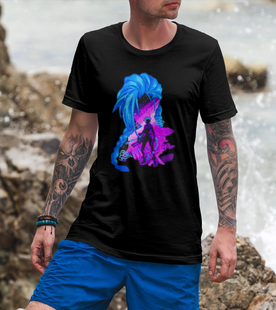 Jinx Arcane League Of Legends Iconic Silhouette With Blue Hair T-Shirt