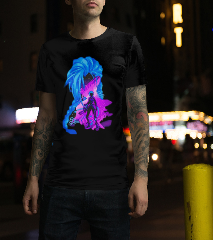 Jinx Arcane League Of Legends Iconic Silhouette With Blue Hair T-Shirt