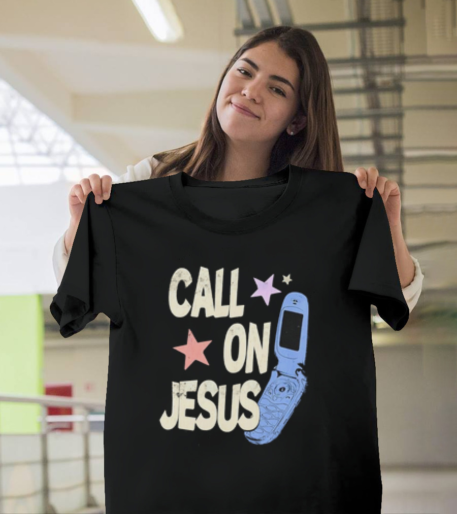 CALL ON JESUS STARS VINTAGE FLIP PHONE RETRO CASUAL T-Shirt