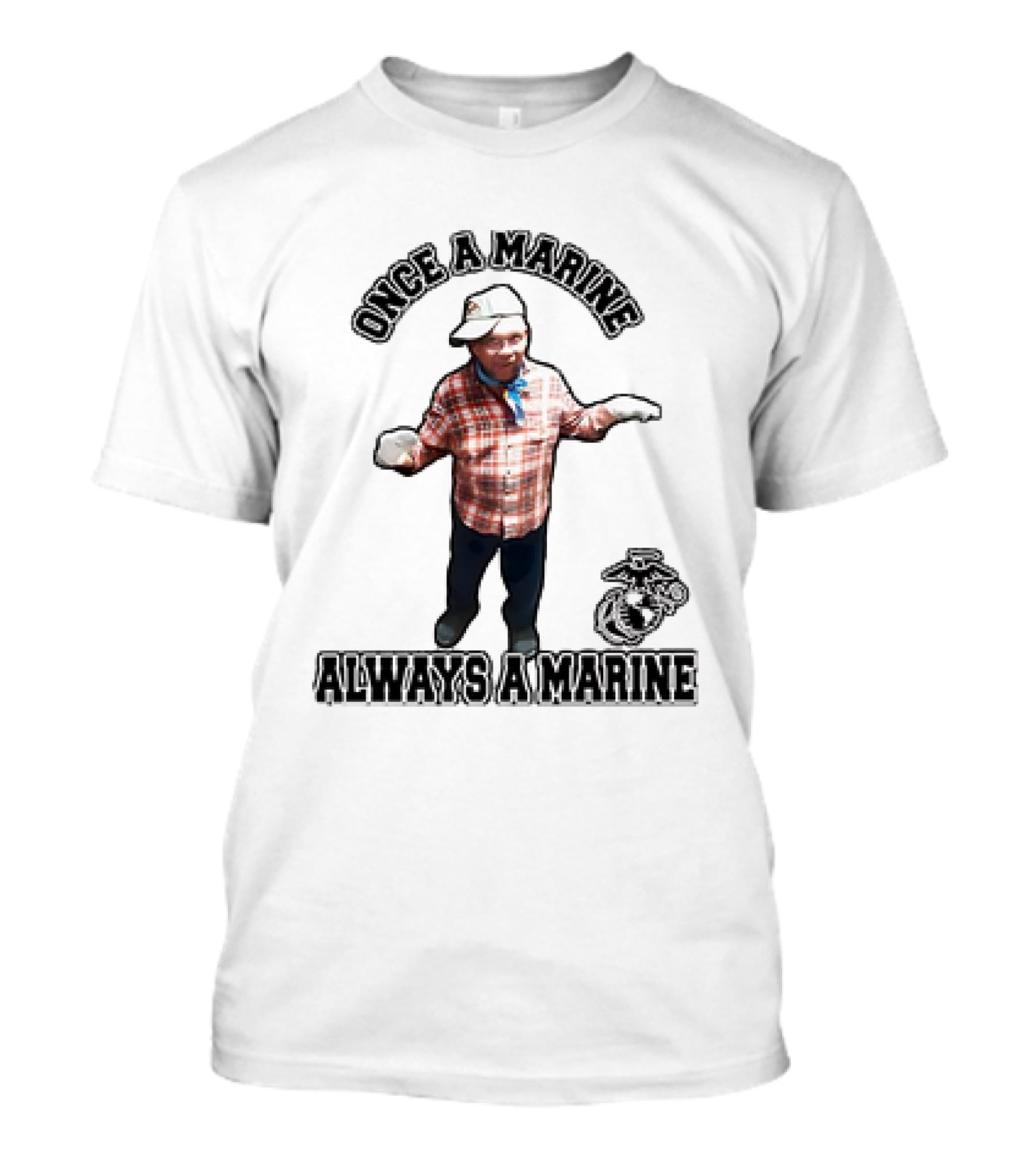 Once A Marine Always A Marine With Plaid Shirt And Marine Corps Emblem T-Shirt