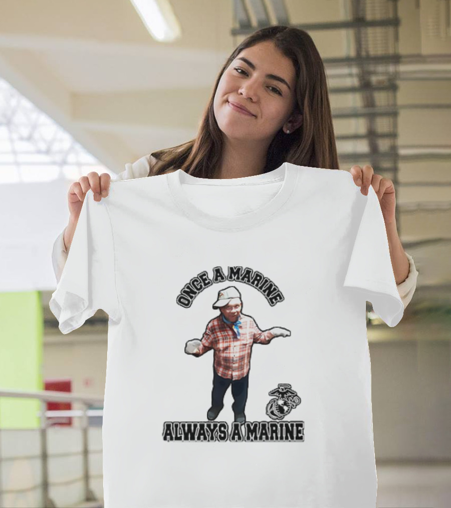 Once A Marine Always A Marine With Plaid Shirt And Marine Corps Emblem T-Shirt
