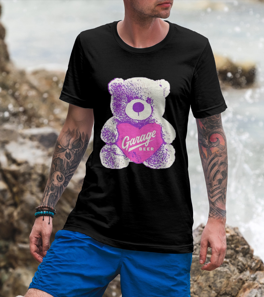 Garage Beer Teddy Bear Heart Retro Plush T-Shirt