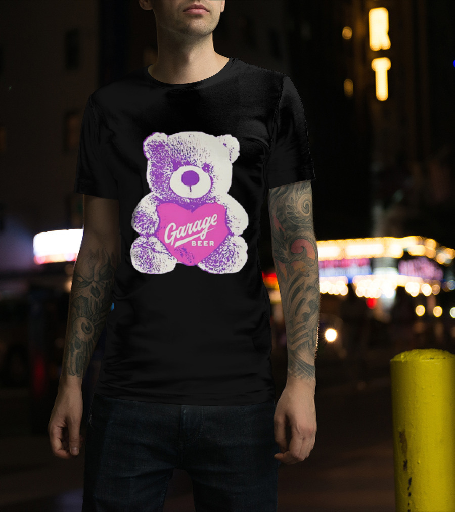 Garage Beer Teddy Bear Heart Retro Plush T-Shirt
