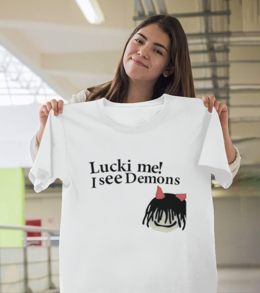 Lucki Me I See Demons Black Hairstyle Red Horns Face T-Shirt