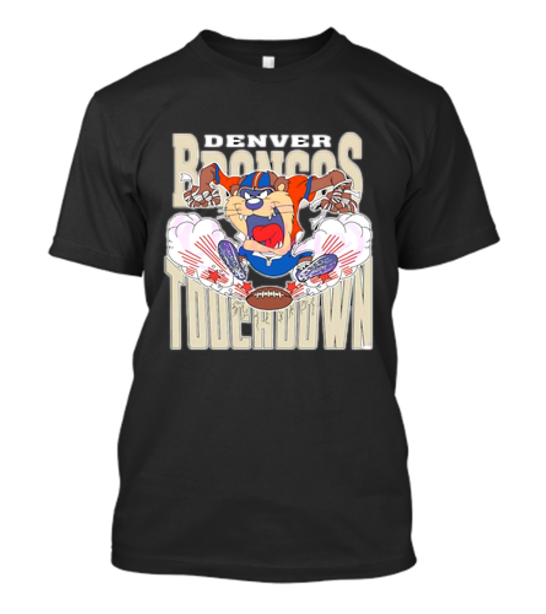 Denver Broncos Tasmanian Devil Touchdown Looney Tunes NFL T-Shirt