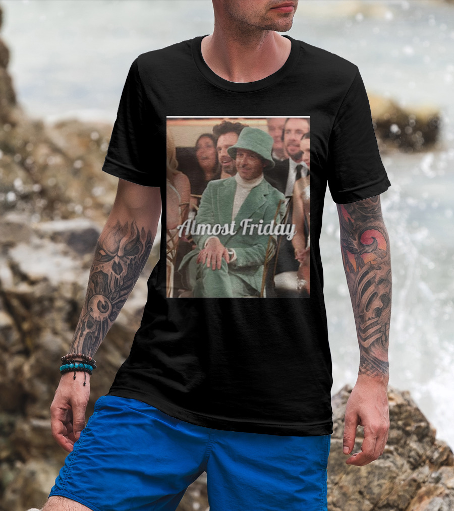 Almost Friday Jeremy Strong Green Outfit With Globes Audience T-Shirt