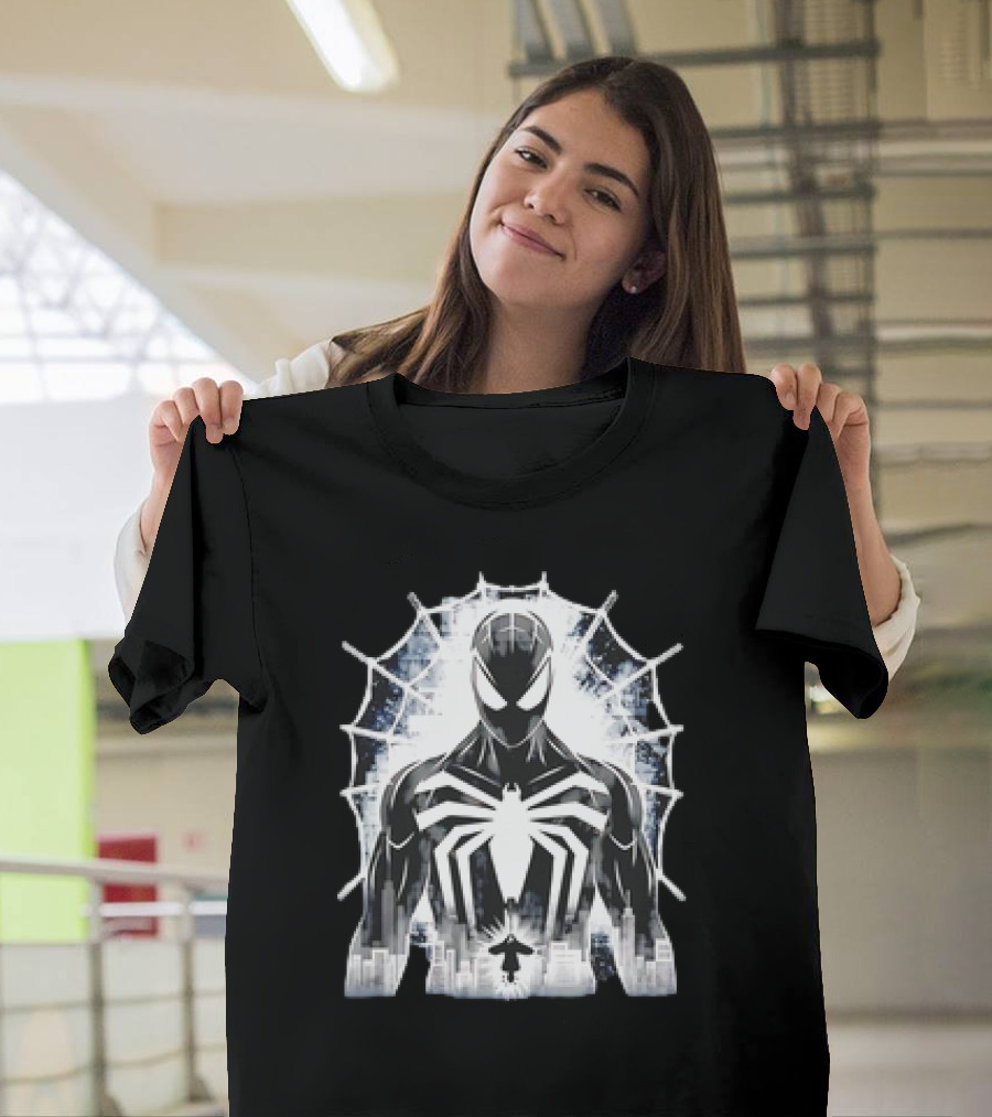 Spider-Man Noir Venom Symbiote Urban Web Cityscape T-Shirt