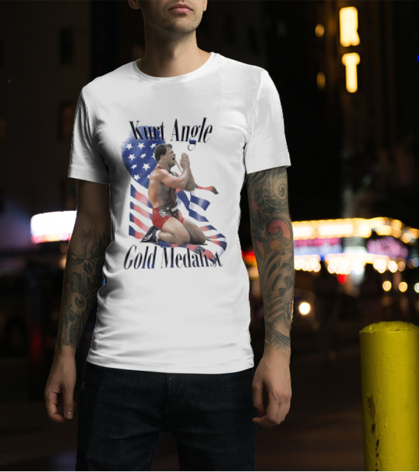 Kurt Angle Gold Medalist American Flag Wrestling Victory T-Shirt