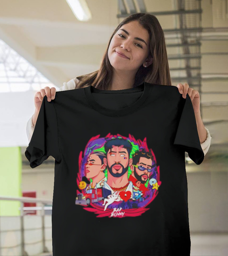 Bad Bunny X 100PRE Vintage Colorful Portraits And Iconic Symbols T-Shirt