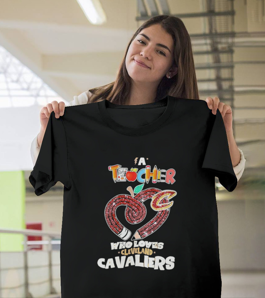 Teacher Heart Pencil Apple Cleveland Cavaliers T-Shirt