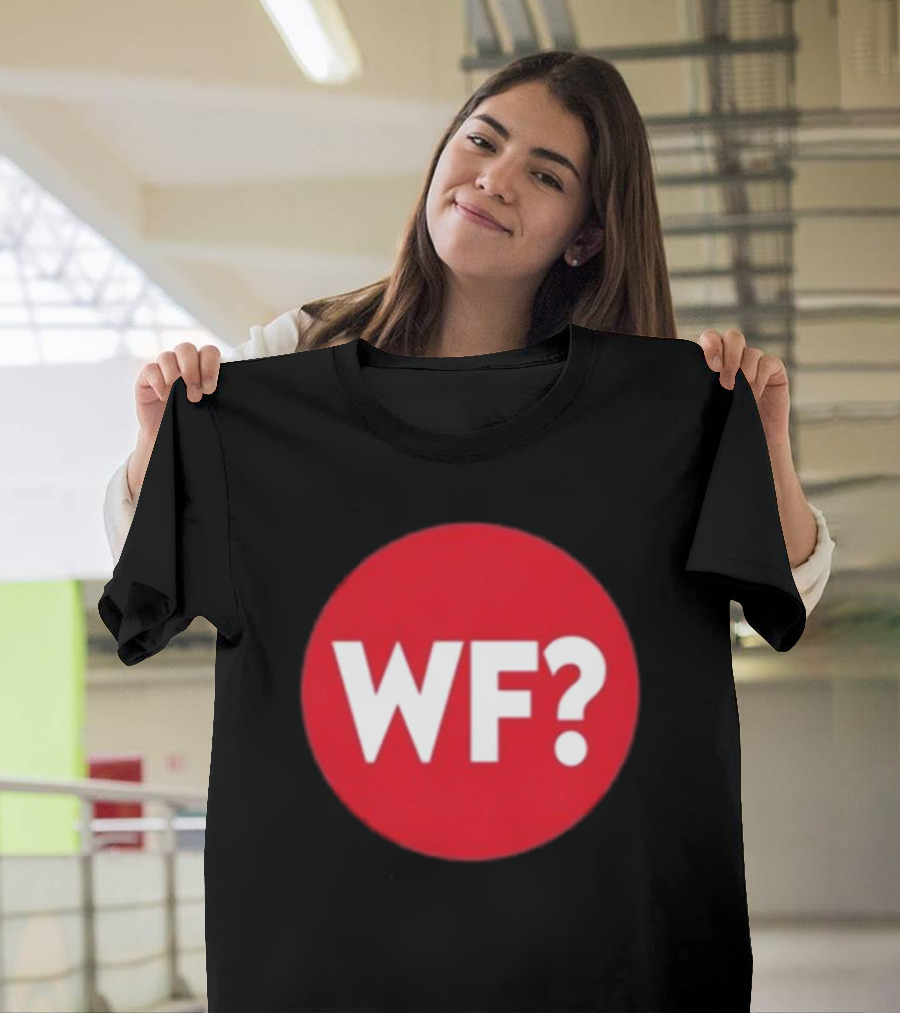 Adrianne Curry Wearing WF Why-Files Red Circle Icon T-Shirt