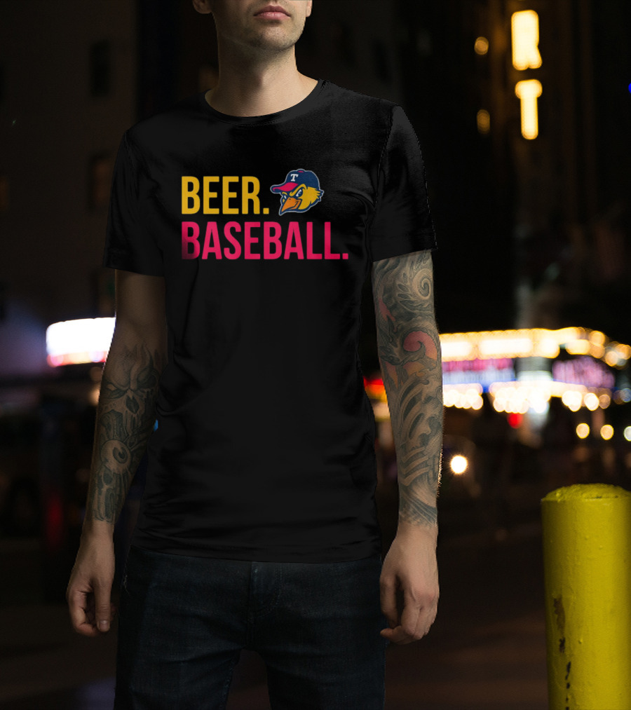 Beer Baseball T-Bird Mascot Bold Text Design T-Shirt