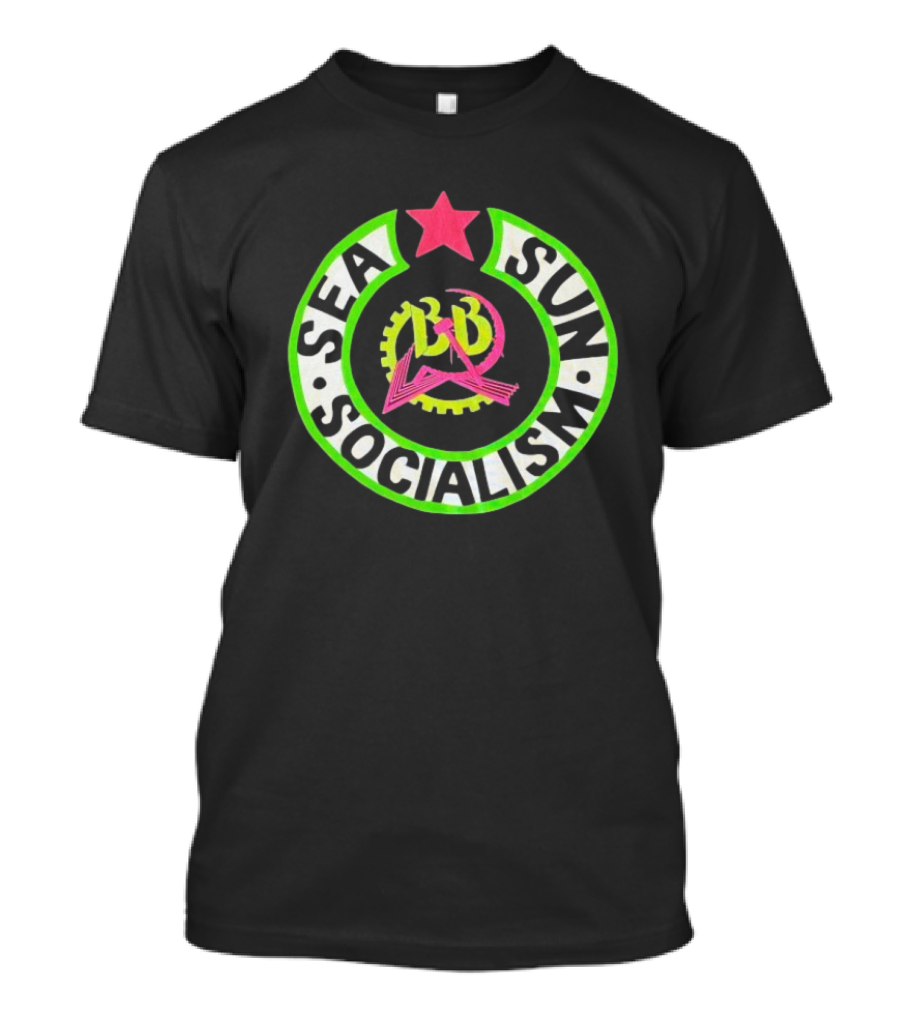 Billy Bragg Sea Sun Socialism LD Star Circle T-Shirt