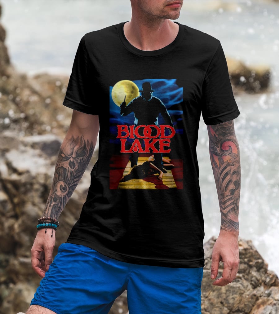 Blood Lake Horror Movie Moonlit Killer Silhouette T-Shirt