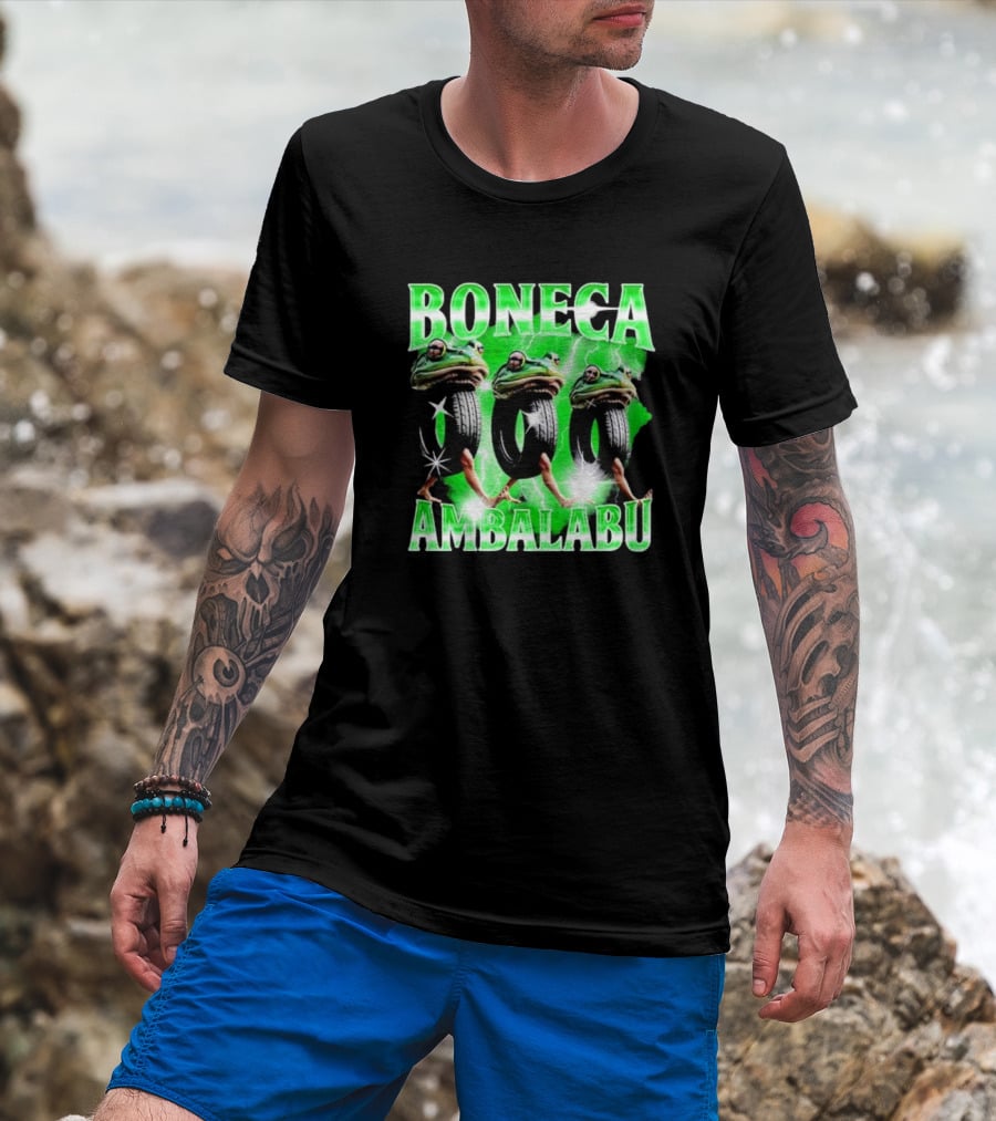 Boneca Ambalabu Frog Head With Tires And Green Lightning T-Shirt