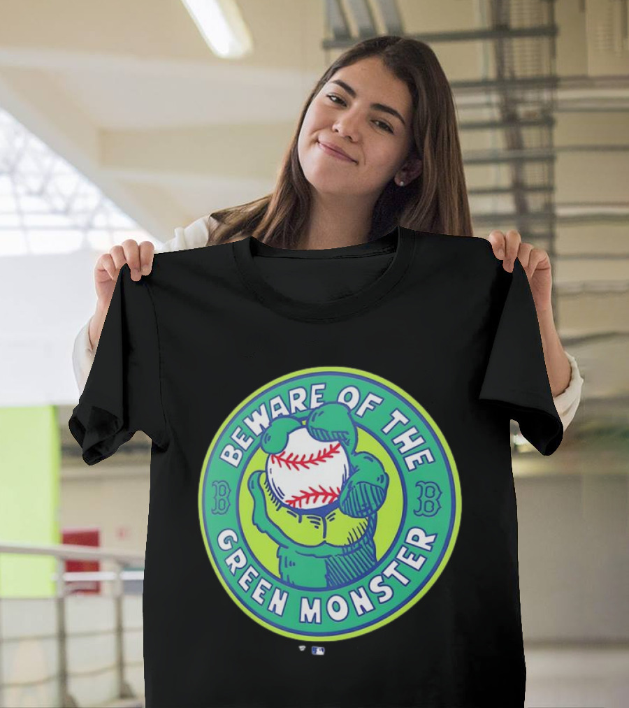 Boston Red Sox Beware of the Green Monster Baseball Iconic Fenway Park Imagery T-Shirt