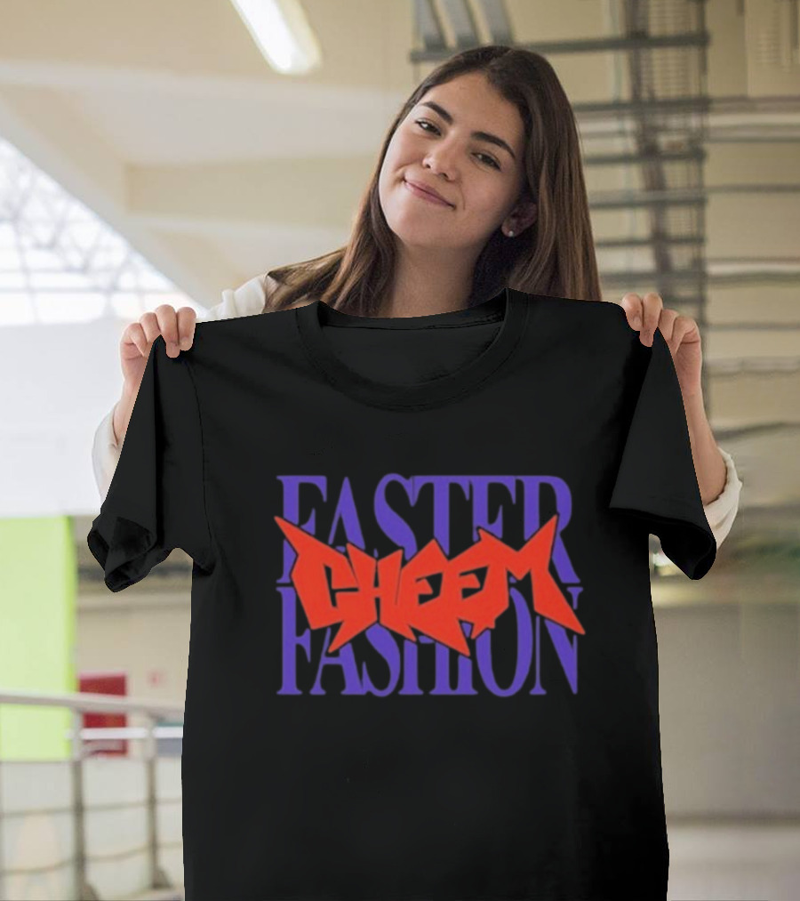 Faster Fashion Cheem Bold Red And Purple Typography T-Shirt