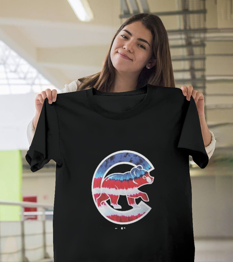 Chicago Cubs Americana Tie-Dye Bear Logo T-Shirt