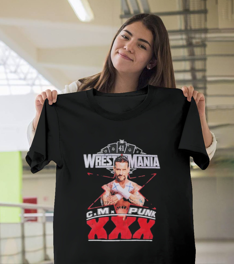 CM Punk WrestleMania XXX 41 Playing Cards Theme T-Shirt