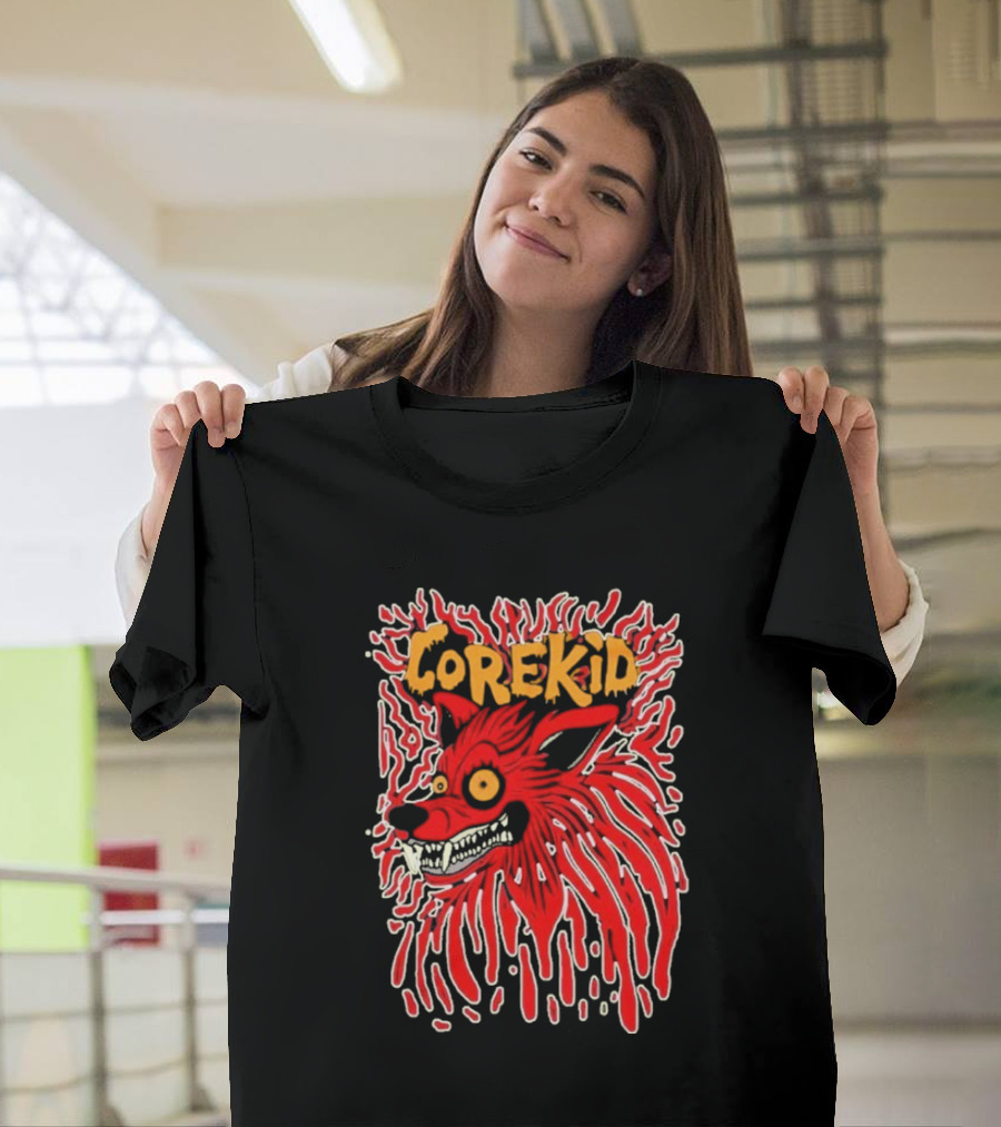 Corekid Blood Wolf Fiery Red Canine Artwork T-Shirt