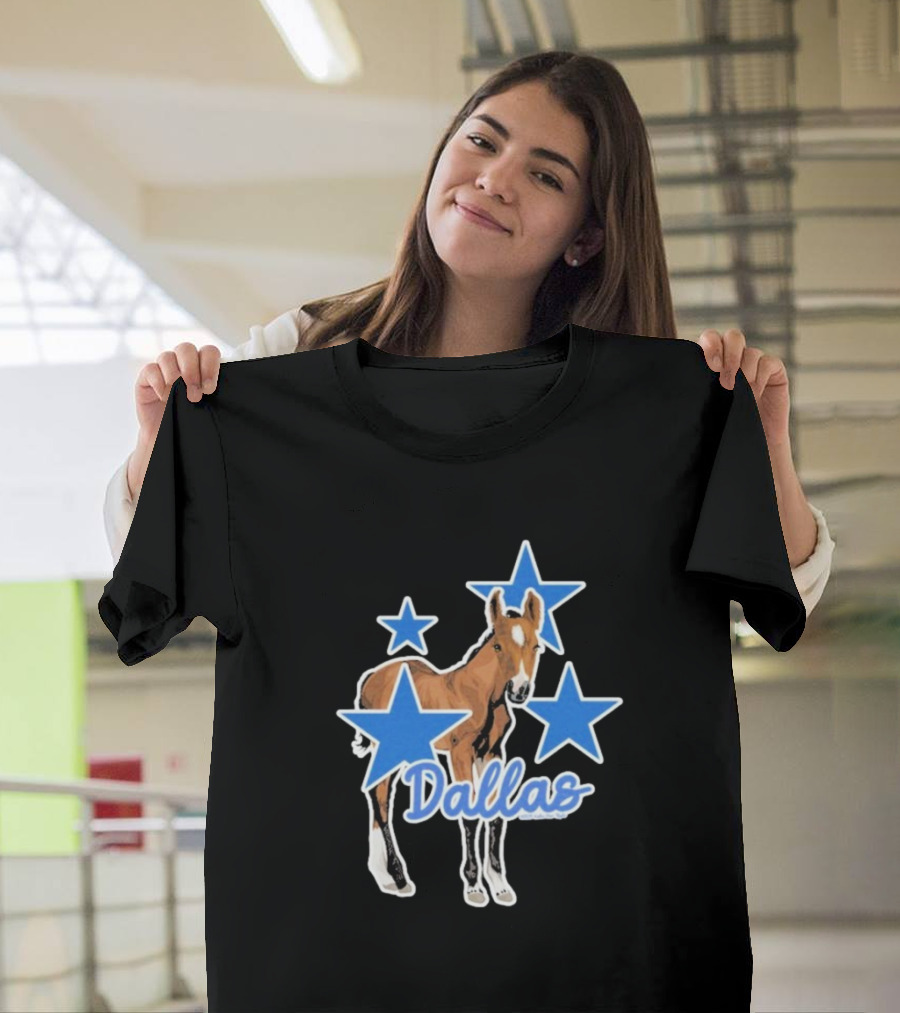 Dallas Horse With Blue Stars Iconic Design T-Shirt