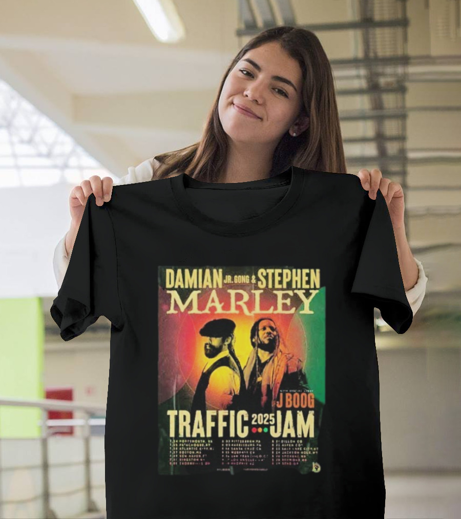 Damian Jr. Gong Marley Stephen Marley Traffic Jam 2025 J Boog Tour Dates T-Shirt