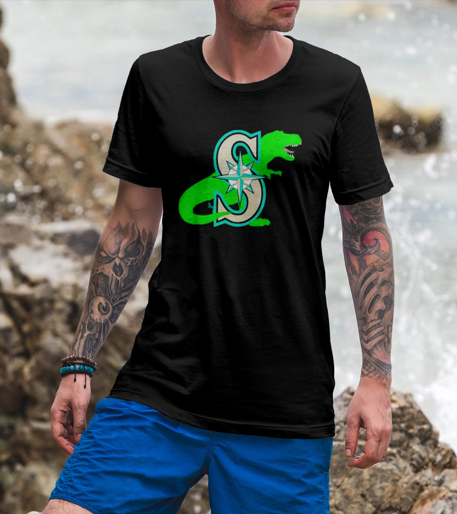 Seattle Mariners Dinosaur Baseball Team Emblem T-Shirt