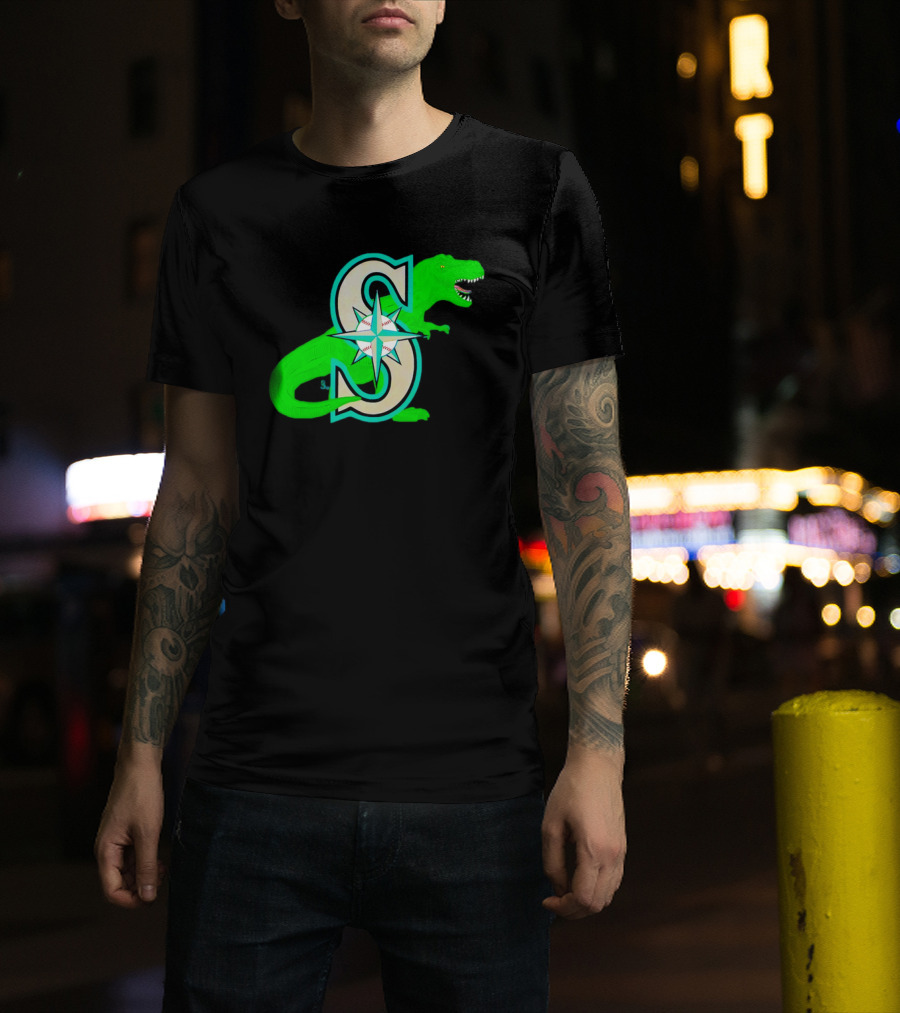 Seattle Mariners Dinosaur Baseball Team Emblem T-Shirt