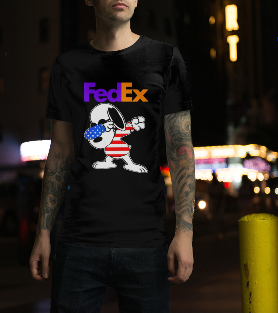 FedEx Snoopy Dabbing American Flag Icon T-Shirt