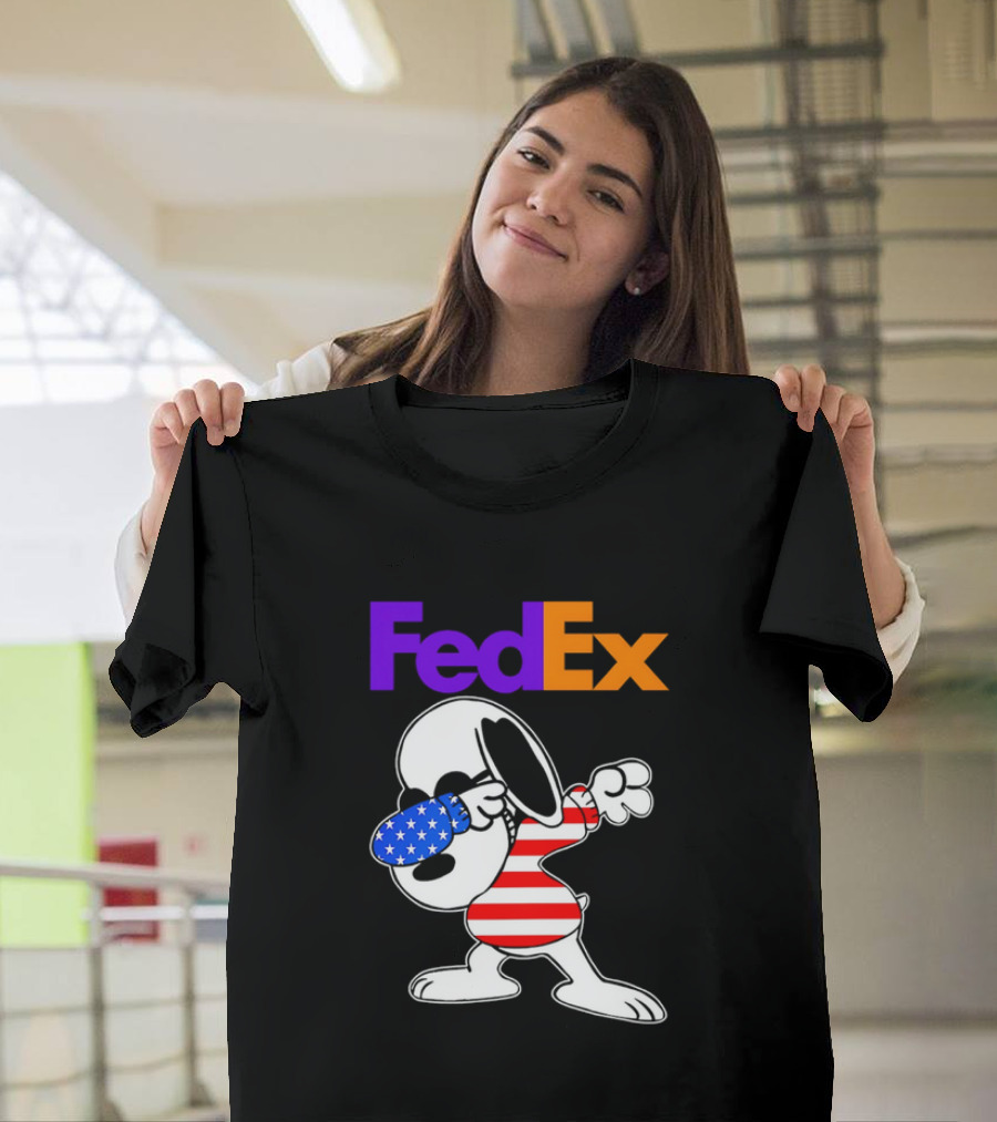 FedEx Snoopy Dabbing American Flag Icon T-Shirt