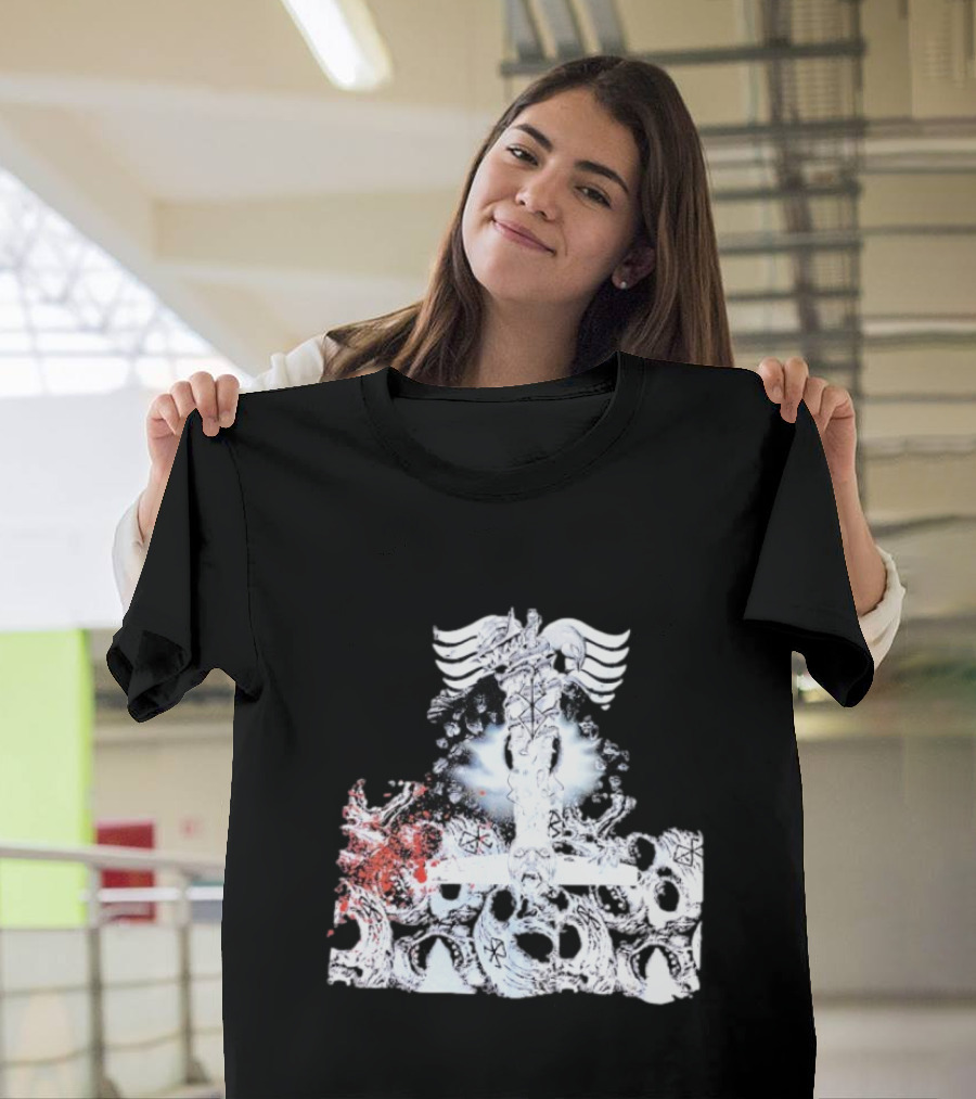 Ghost Supply Rare Rivalry Nordic Inspired Winged Cross And Serpent Motif T-Shirt