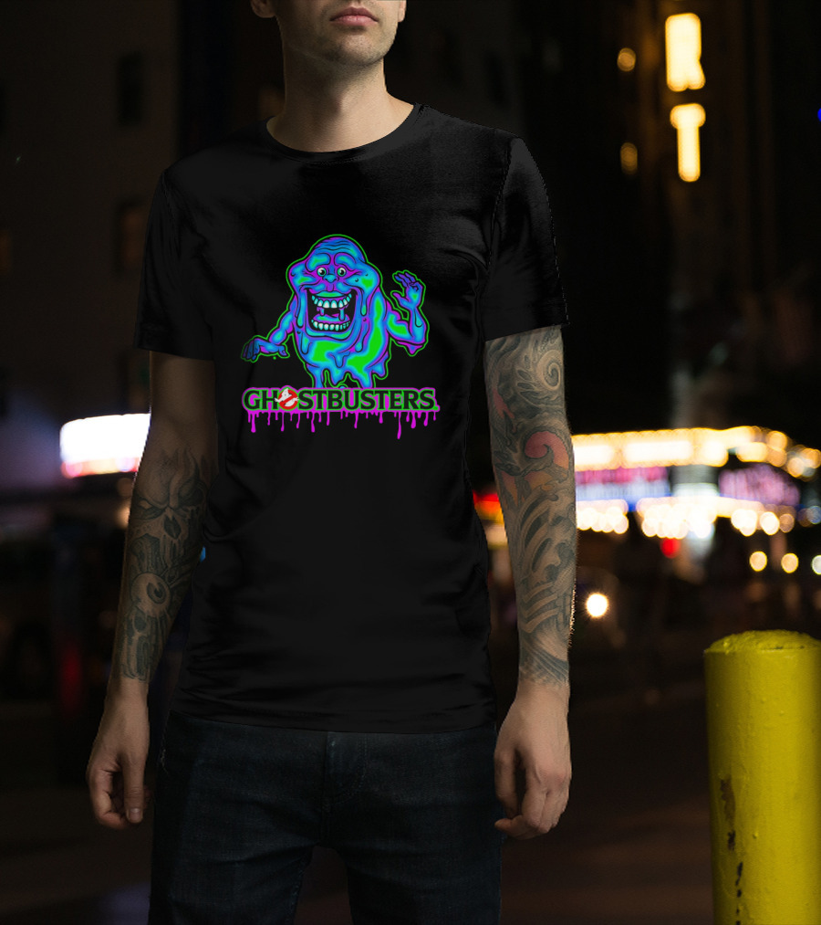 Ghostbusters Slimer Neon Little Spud Cartoon Ooze Glow T-Shirt