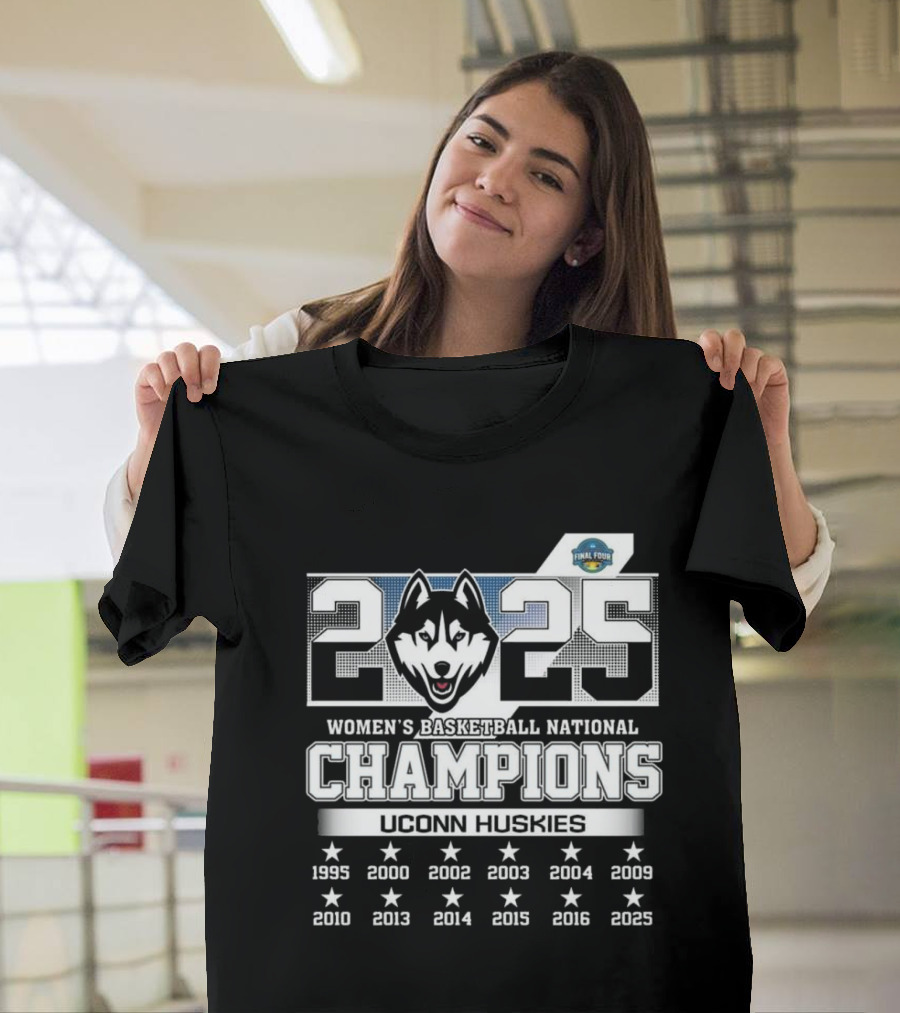 2025 UConn Huskies Women's Basketball National Champions 1995-2025 T-Shirt