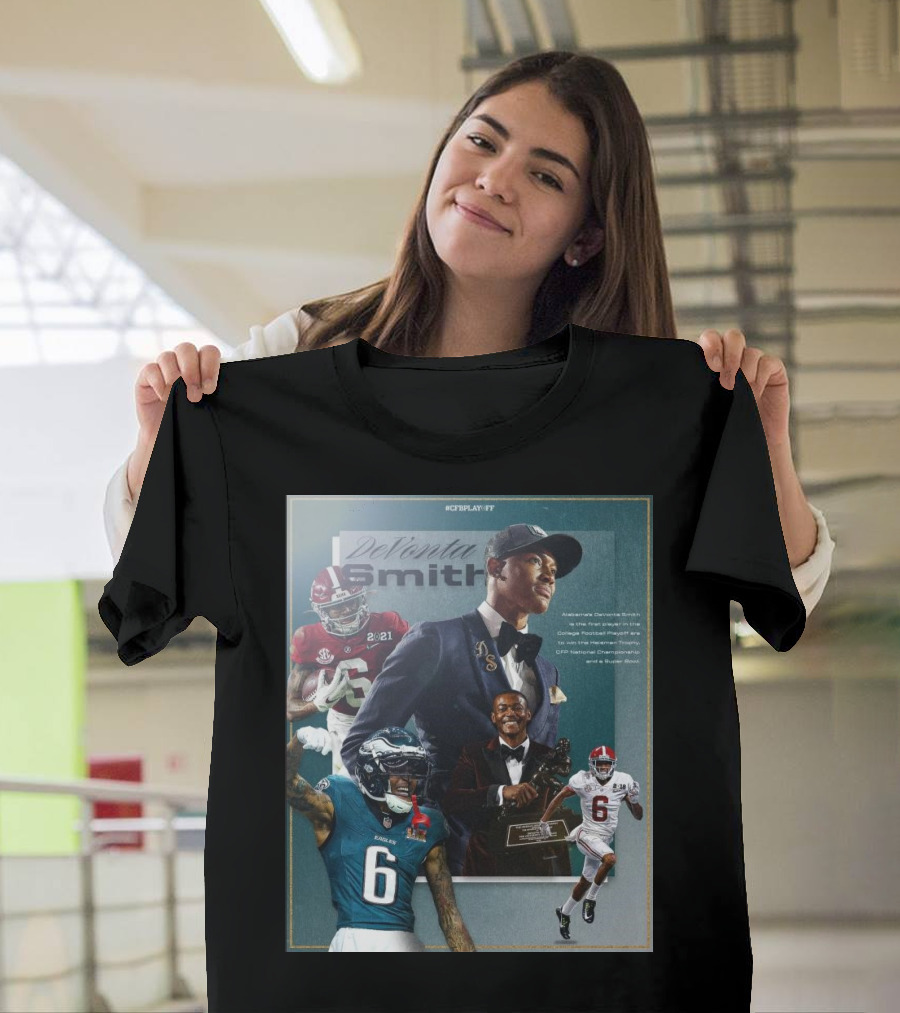 DeVonta Smith Alabama and Philadelphia Eagles Journey to Heisman CFP National Championship and Super Bowl Victory T-Shirt