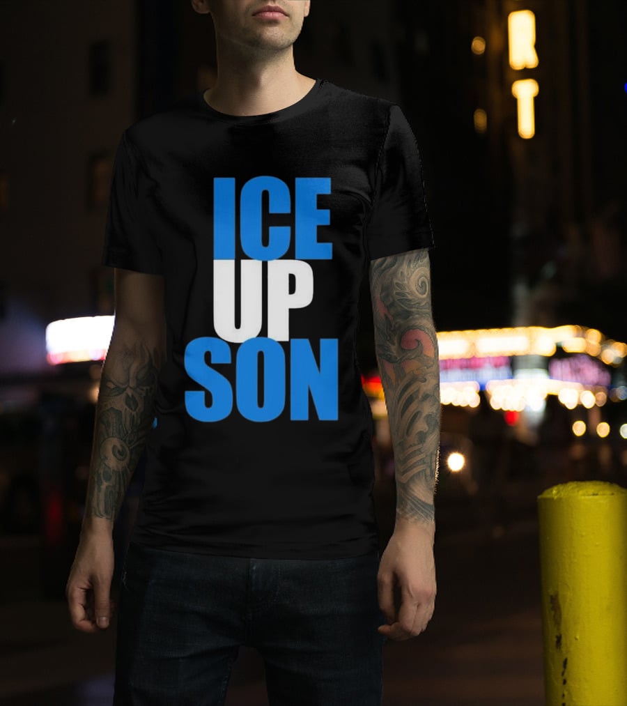 Albert Breer Ice Up Son Bold Blue And White Text T-Shirt
