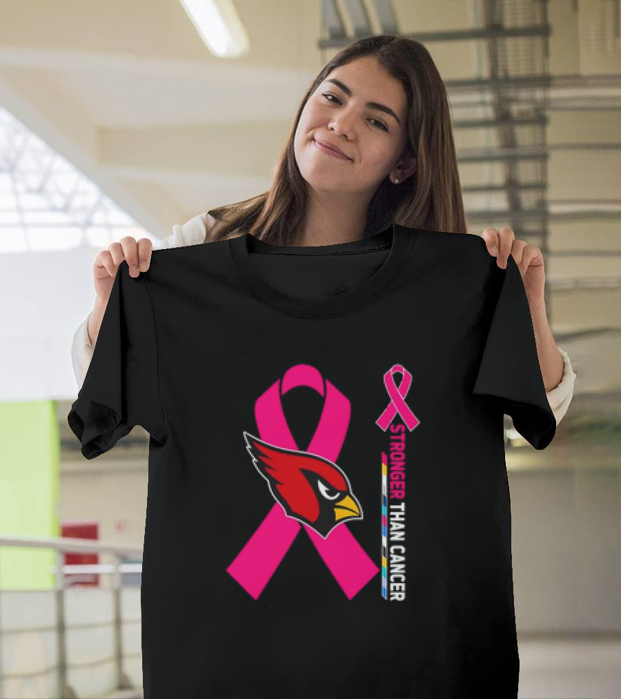 Arizona Cardinals Stronger Than Cancer Awareness Pink Ribbon T-Shirt