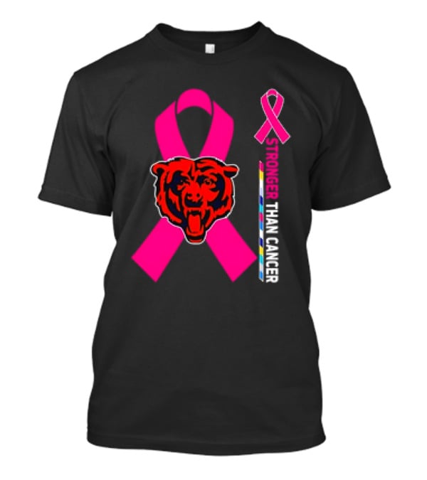 Chicago Bears Pink Ribbon Stronger Than Cancer Awareness T-Shirt